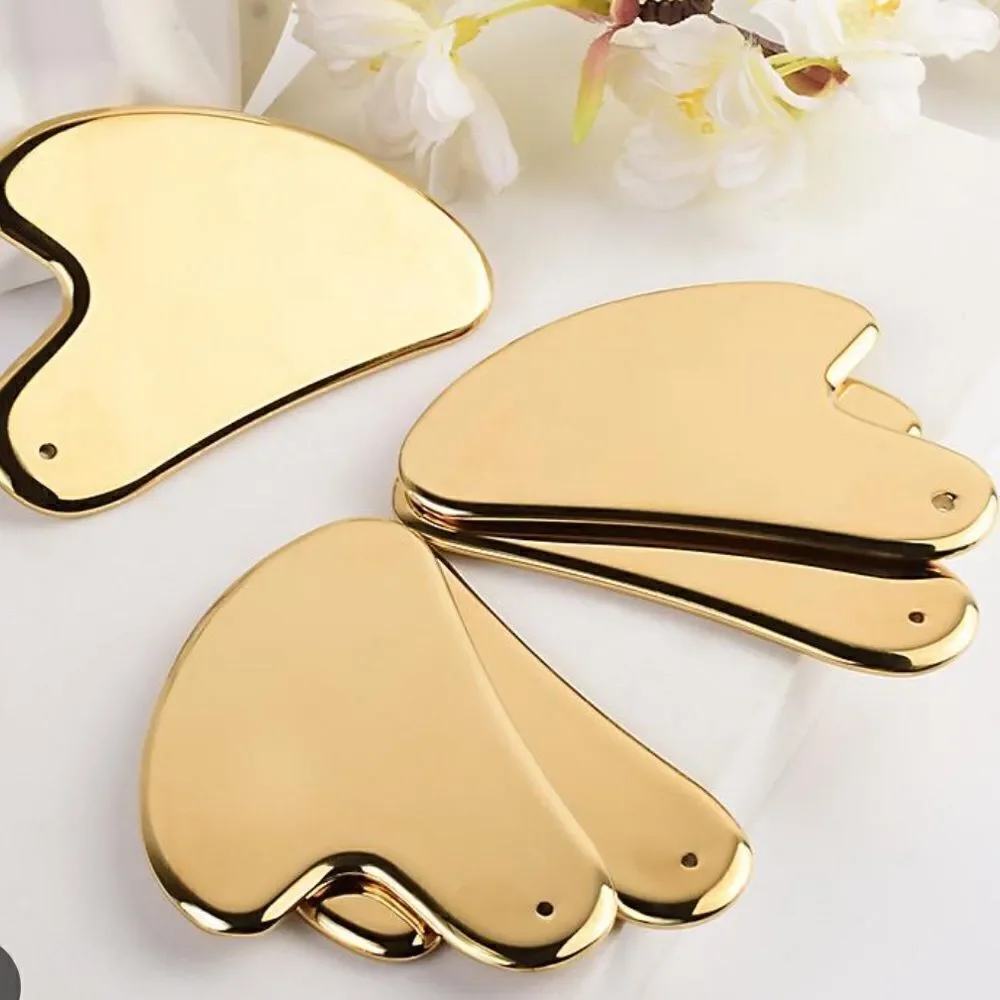 NEW WITH BOX STAINLESS STEEL GUA SHA rare GOLD